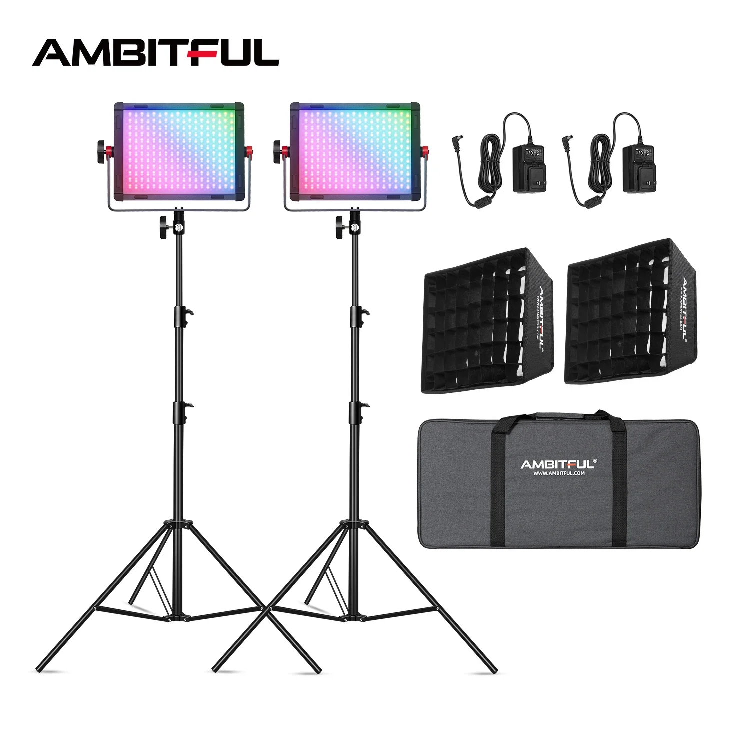 Photography Video Lighting Kit - AMBITUFL P35R 30W RGB LED Video