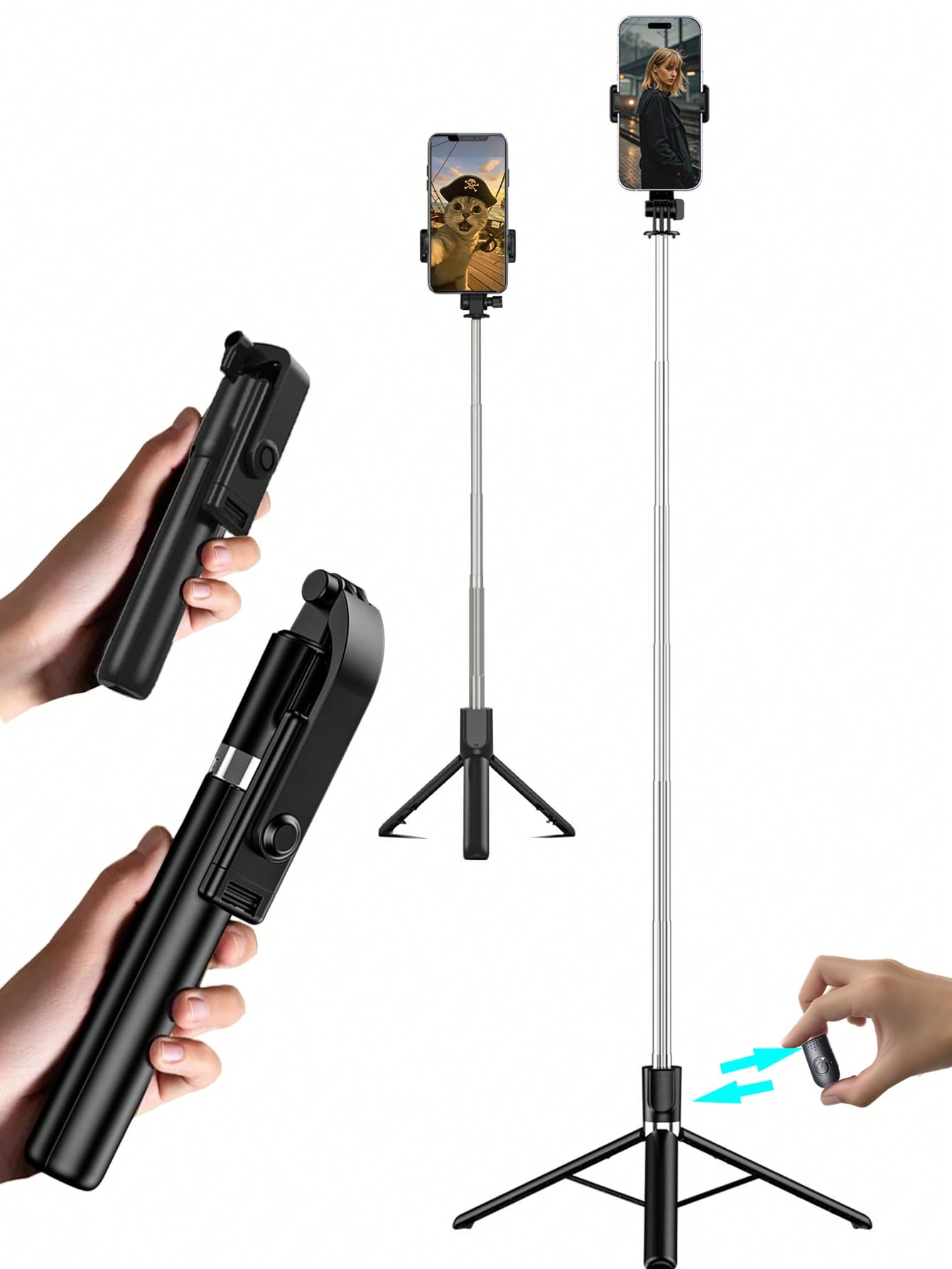 Photography Lighting For Outdoors - 170cm/67inch Extendable Aluminum Selfie Stick Tripod