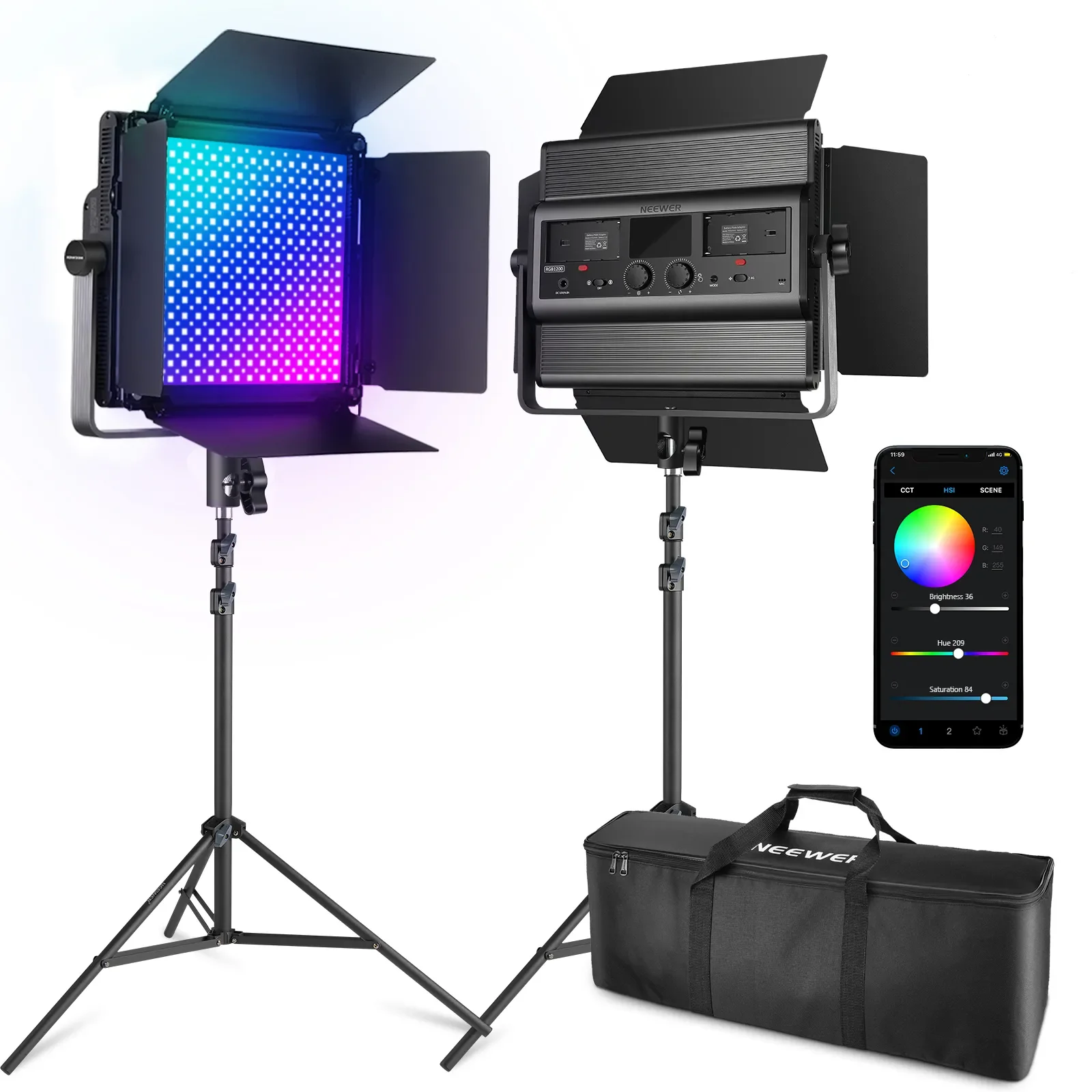 NEEWER 2 Pack RGB1200 LED Vide - огляд і ціна Photography Lighting Kit Neewer
